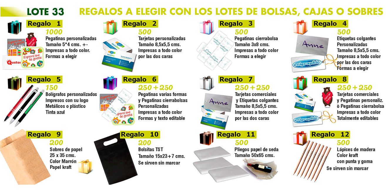 Lote 33 - (REGALOS A ELEGIR)