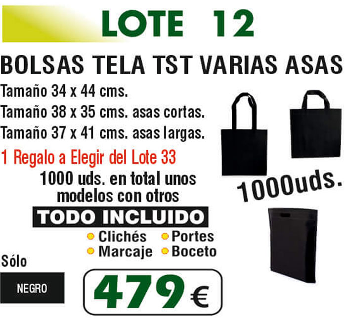 Lote de bolsas Número 12