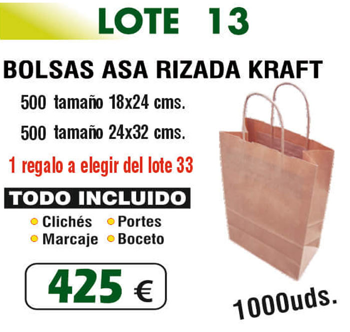 Lote de bolsas Número 13