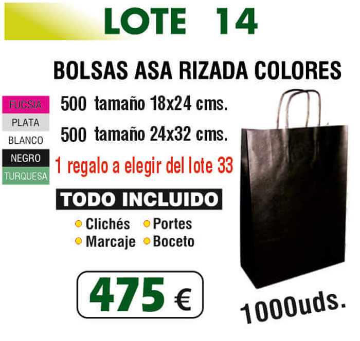 Lote de bolsas Número 14