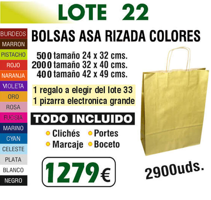 Lote de bolsas Número 22