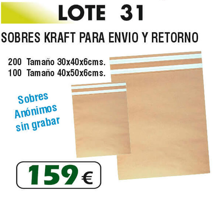 Lote de sobres kraft Número 31